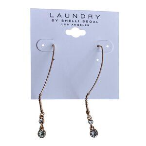 Laundry by Shelli Segal Los Angeles Gold Drop Earrings w/ Faux Diamond Studs NWT